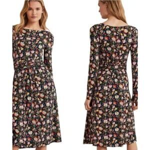 4656) Boden Abigail Floral Long Sleeve Jersey Knit Midi Dress 6P